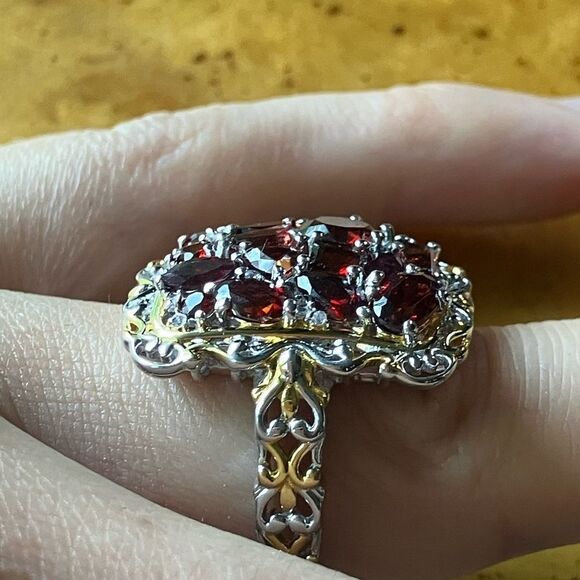 Natural Red Garnet Sterling Silver Ring Size 8 - Picture 3 of 9